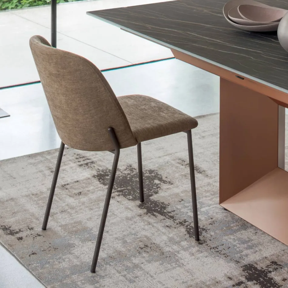 Set of 2 Lounge Chairs in Fabric and Metal Made in Italy - Ivy Viadurini