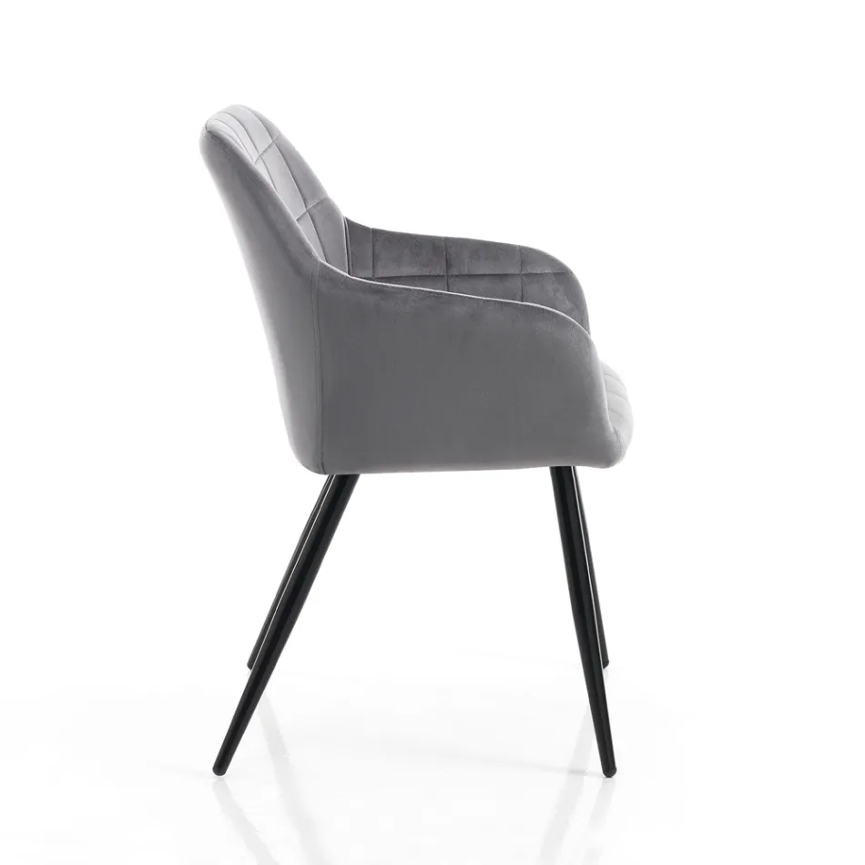 Set of 2 Chairs in Velvet Effect Fabric - Plutonium Viadurini