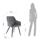 Set of 2 Chairs in Velvet Effect Fabric - Plutonium Viadurini