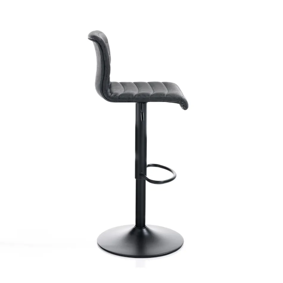 Set of 2 Bar Stools in Synthetic Leather and Steel - Potassium Viadurini