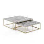 Set of 2 coffee tables in MDF with marble finish - Osmium Viadurini