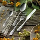 Set of 24 cutlery in polished steel with engraving Made in Italy - Nara Viadurini