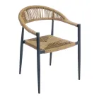 Set of 4 Aluminum and Twist Wicker Armchairs - Tavira Viadurini