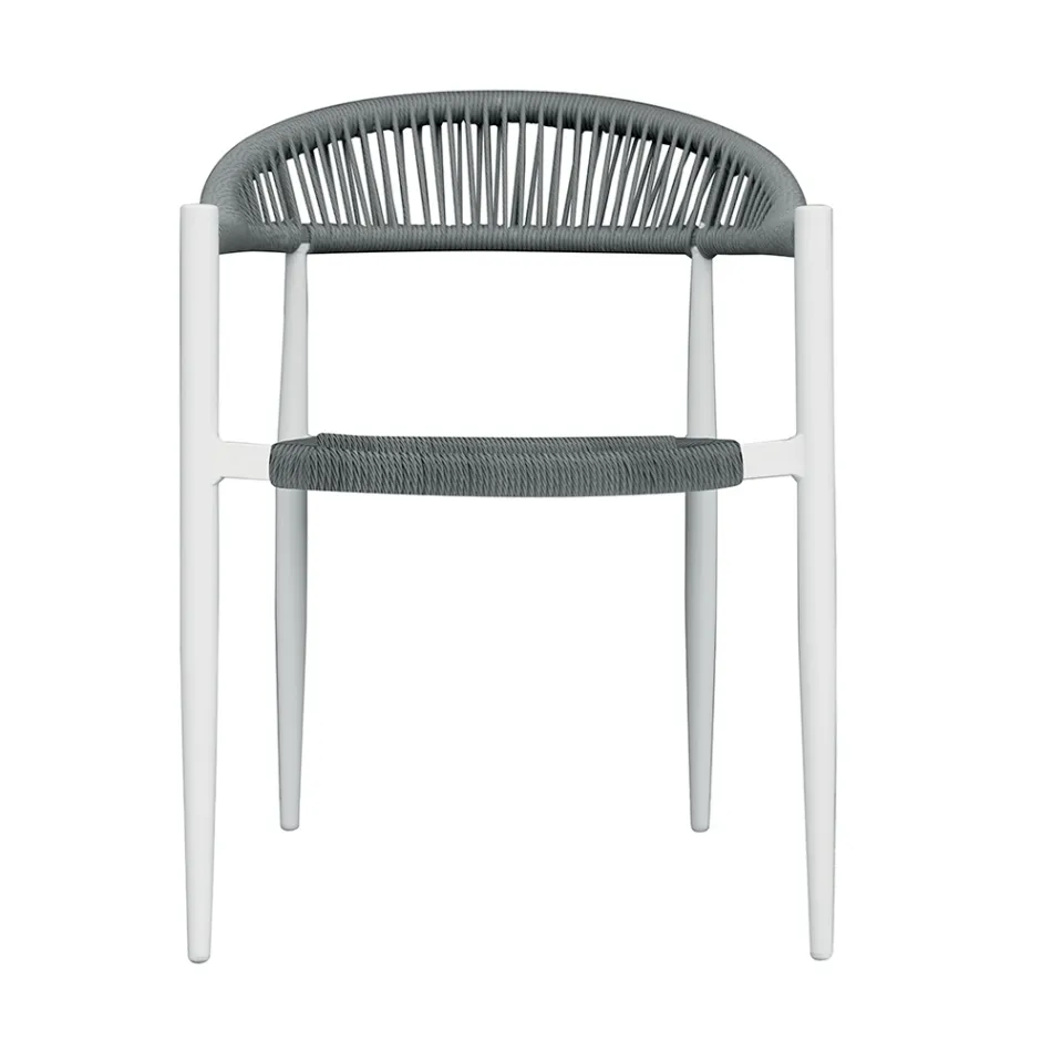 Set of 4 Aluminum and Twist Wicker Armchairs - Tavira Viadurini