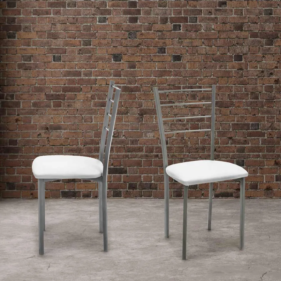 Set of 4 Chairs with Grey Painted Metal Structure - Galletto Viadurini