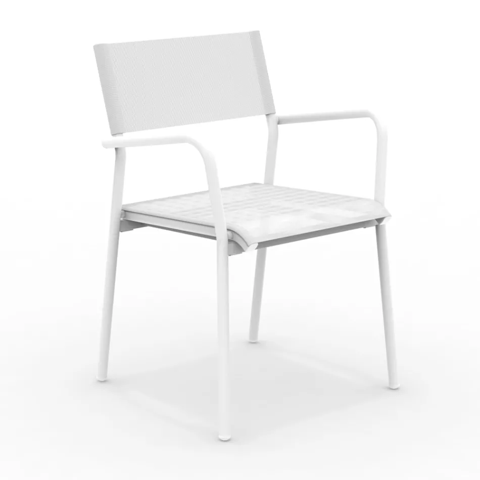 Set of 4 Aluminium and Batyline Garden Chairs - Lucente Viadurini