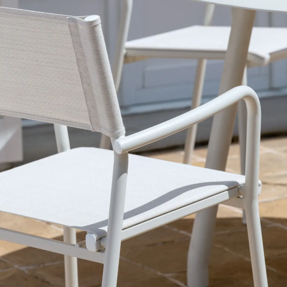 Set of 4 Aluminium and Batyline Garden Chairs - Lucente Viadurini