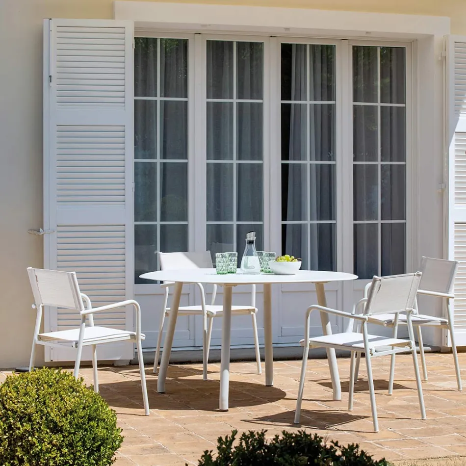 Set of 4 Aluminium and Batyline Garden Chairs - Lucente Viadurini