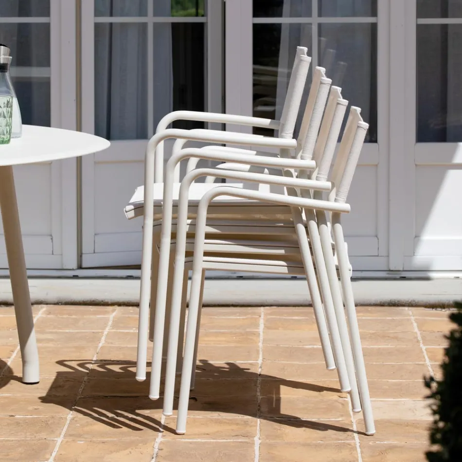 Set of 4 Aluminium and Batyline Garden Chairs - Lucente Viadurini