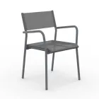 Set of 4 Aluminium and Batyline Garden Chairs - Lucente Viadurini