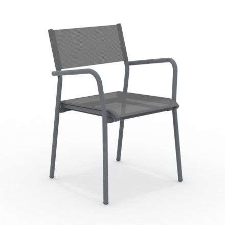 Set of 4 Aluminium and Batyline Garden Chairs - Lucente Viadurini