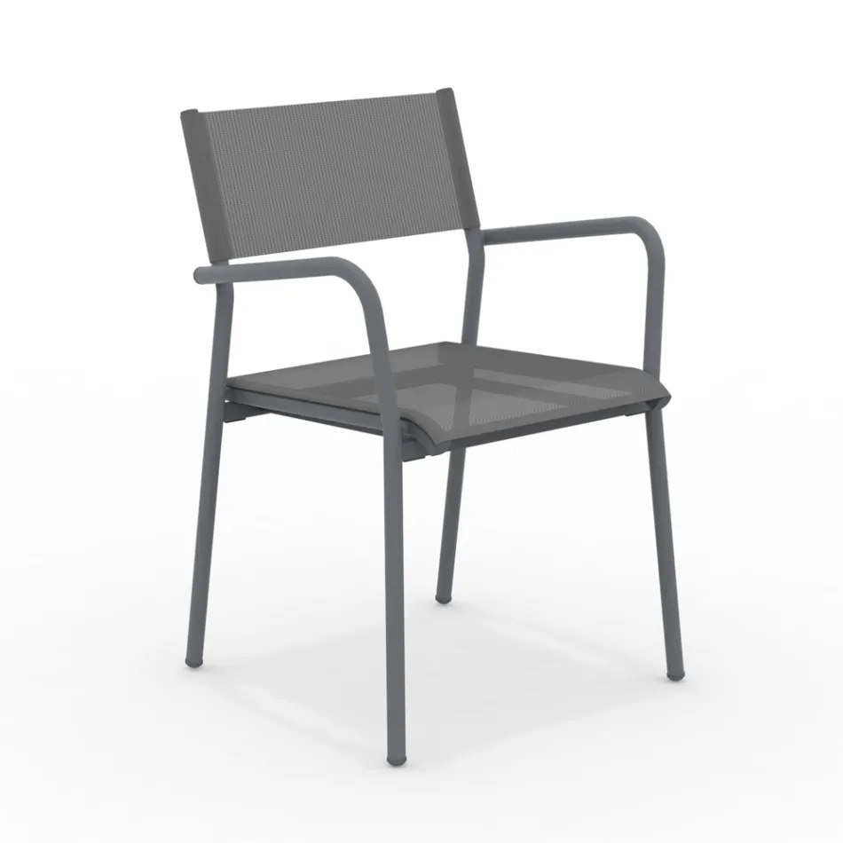 Set of 4 Aluminium and Batyline Garden Chairs - Lucente Viadurini