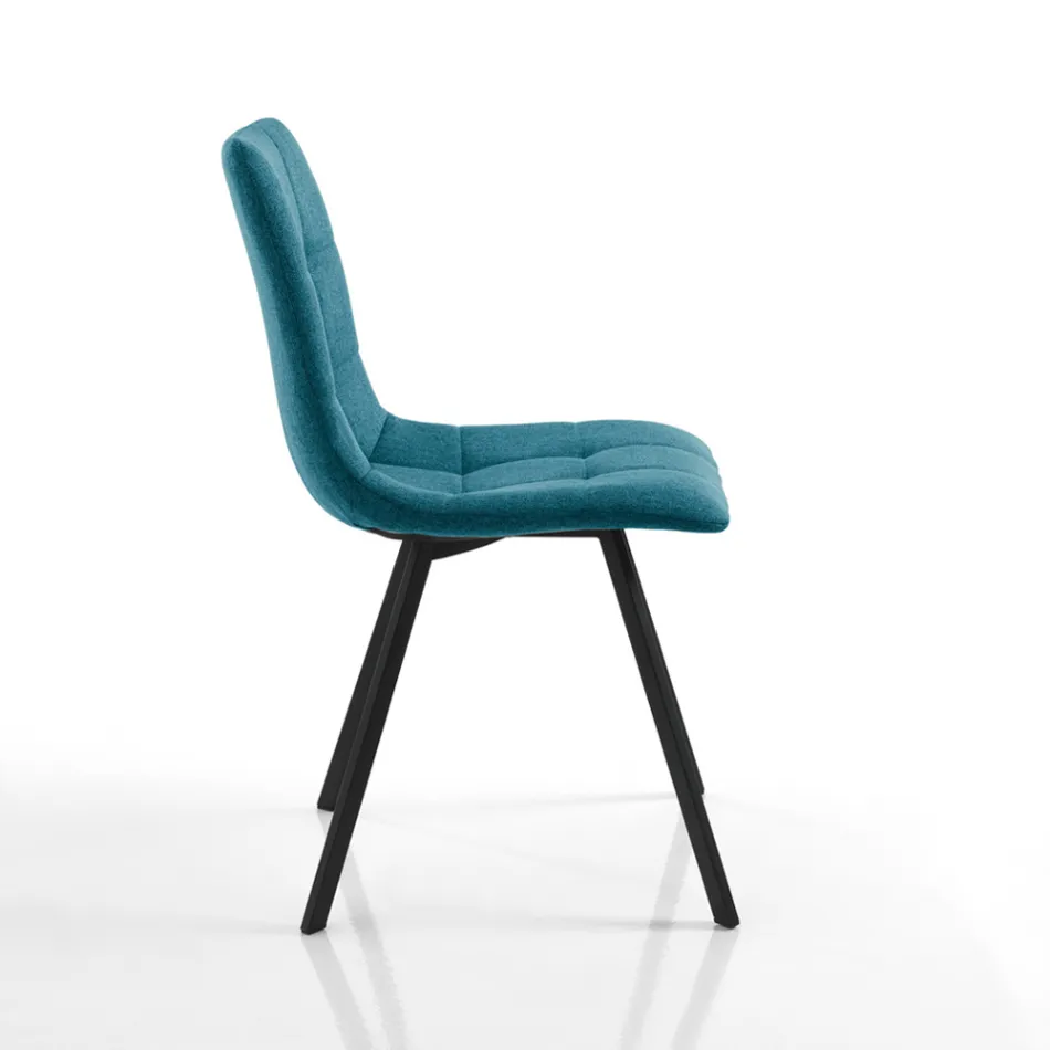 Set of 4 Padded and Fabric Upholstered Dining Chairs - Chimera Viadurini