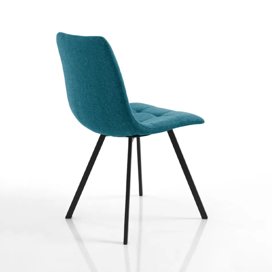 Set of 4 Padded and Fabric Upholstered Dining Chairs - Chimera Viadurini