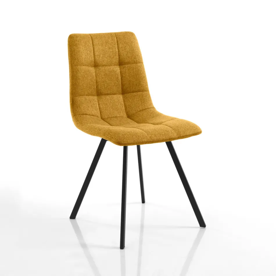 Set of 4 Padded and Fabric Upholstered Dining Chairs - Chimera Viadurini