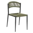 Set of 4 Aluminum and Colored Twist Wicker Chairs - Tavira Viadurini