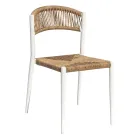Set of 4 Aluminum and Colored Twist Wicker Chairs - Tavira Viadurini