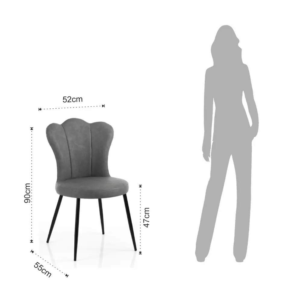 Set of 4 Aged Effect Synthetic Leather Chairs - Amber Viadurini