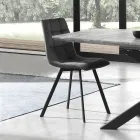 Set of 4 Chairs in Anthracite Fabric and Black Steel - Anthracite Viadurini