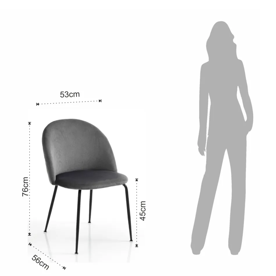 Set of 4 Chairs in Velvet Effect Microfibre Fabric - Terbio Viadurini