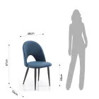 Set of 4 Chairs in Blue Velvet Effect Fabric - Dalmatian Viadurini