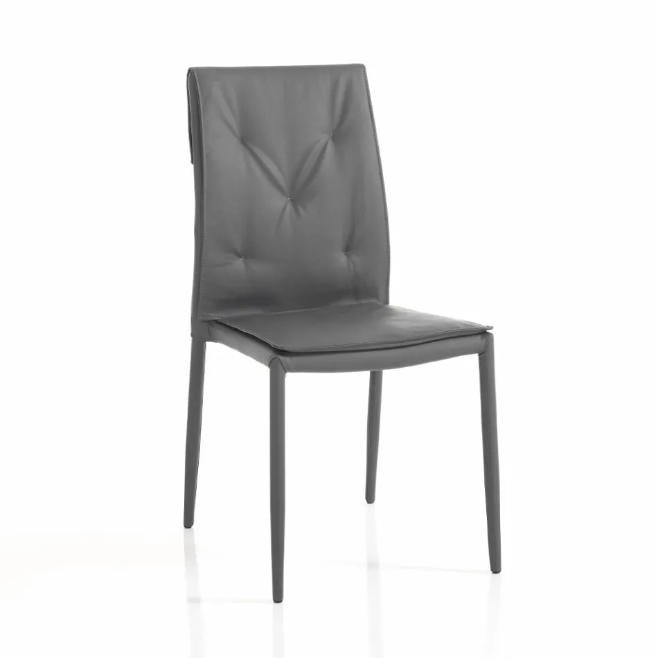 Set of 4 Chairs Upholstered in Synthetic Leather Different Finishes - Uranium Viadurini