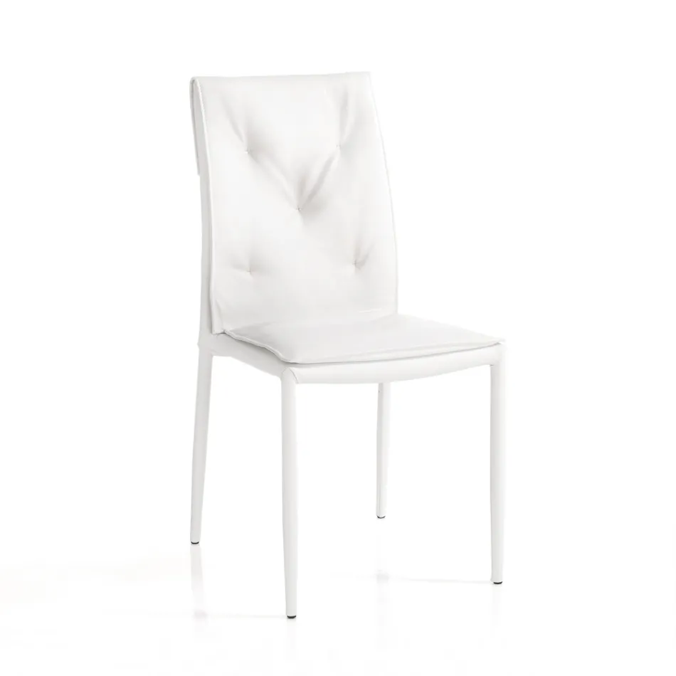 Set of 4 Chairs Upholstered in Synthetic Leather Different Finishes - Uranium Viadurini