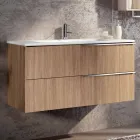 Set of wooden bathroom furniture suspension design made in Italy Cesena Viadurini