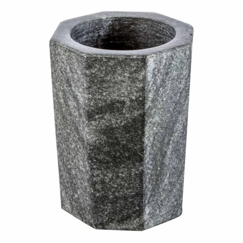 Modern bathroom accessories set in grey veined marble Montafia Viadurini