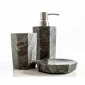 Modern bathroom accessories set in grey veined marble Montafia
