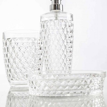 Netro dispenser + glass bathroom set + modern soap dish Viadurini
