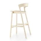 High Kitchen Stool with Ash Wood Structure Made in Italy - Oslo Viadurini