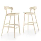 High Kitchen Stool with Ash Wood Structure Made in Italy - Oslo Viadurini