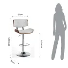 High Kitchen Stool in Synthetic Leather and Plywood - Nebbia Viadurini