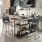 High Kitchen Stool in Synthetic Leather and Black Metal 2 Pieces - Yuri Viadurini