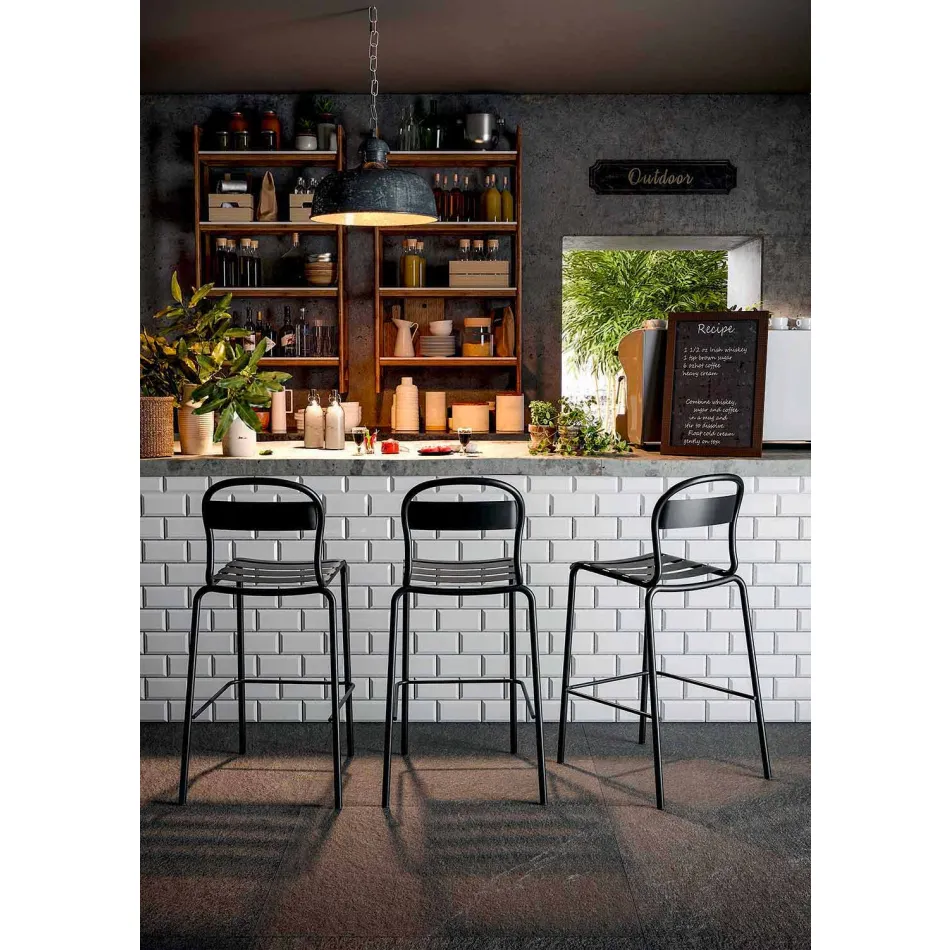 High Stackable Outdoor Stool Made in Italy, 2 Pieces - Trixie Viadurini