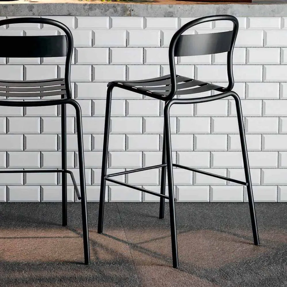 High Stackable Outdoor Stool Made in Italy, 2 Pieces - Trixie Viadurini
