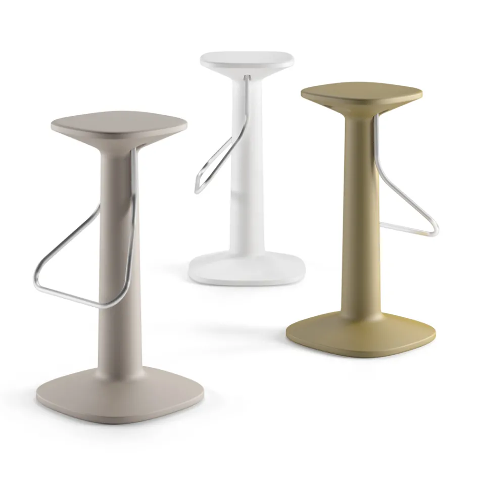 High Design Stool in Polyethylene and Stainless Steel Made in Italy - Pito Viadurini