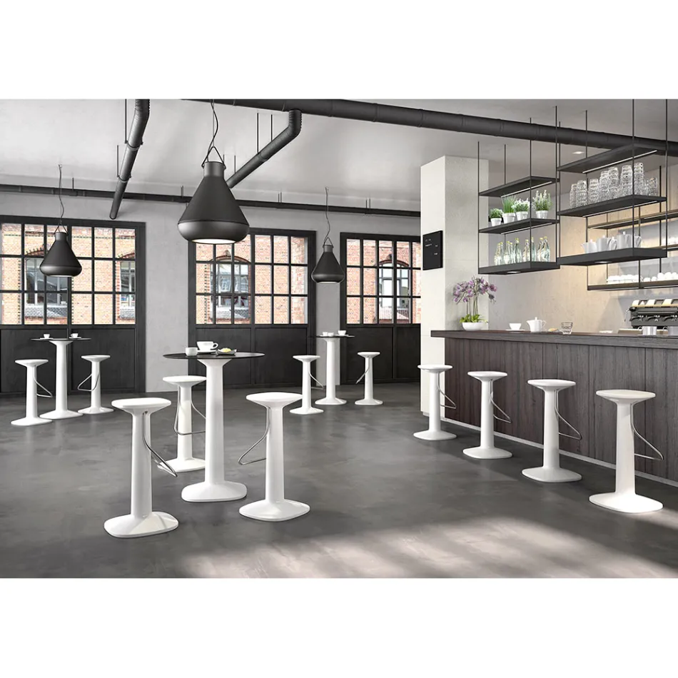 High Design Stool in Polyethylene and Stainless Steel Made in Italy - Pito Viadurini