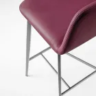 Quality High Stool in Leather with Metal Base Made in Italy - Molde Viadurini
