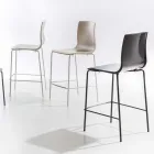 High Stackable Polypropylene Stool with Metal Base, 2 Pieces - Kiara Viadurini