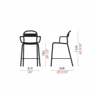 High Outdoor Stool in Aluminium with Armrests Made in Italy - Selima Viadurini