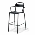 High Outdoor Stool in Aluminium with Armrests Made in Italy - Selima Viadurini