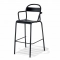 High Outdoor Stool in Aluminium with Armrests Made in Italy - Selima