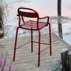 High Outdoor Stool in Aluminium with Armrests Made in Italy - Selima Viadurini