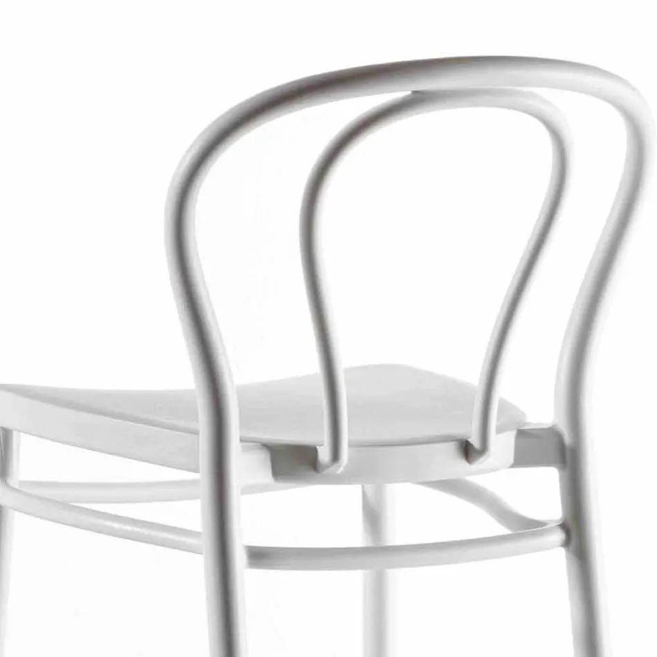 High Polypropylene Stool with Footrest, 4 Pieces - Gaya Viadurini