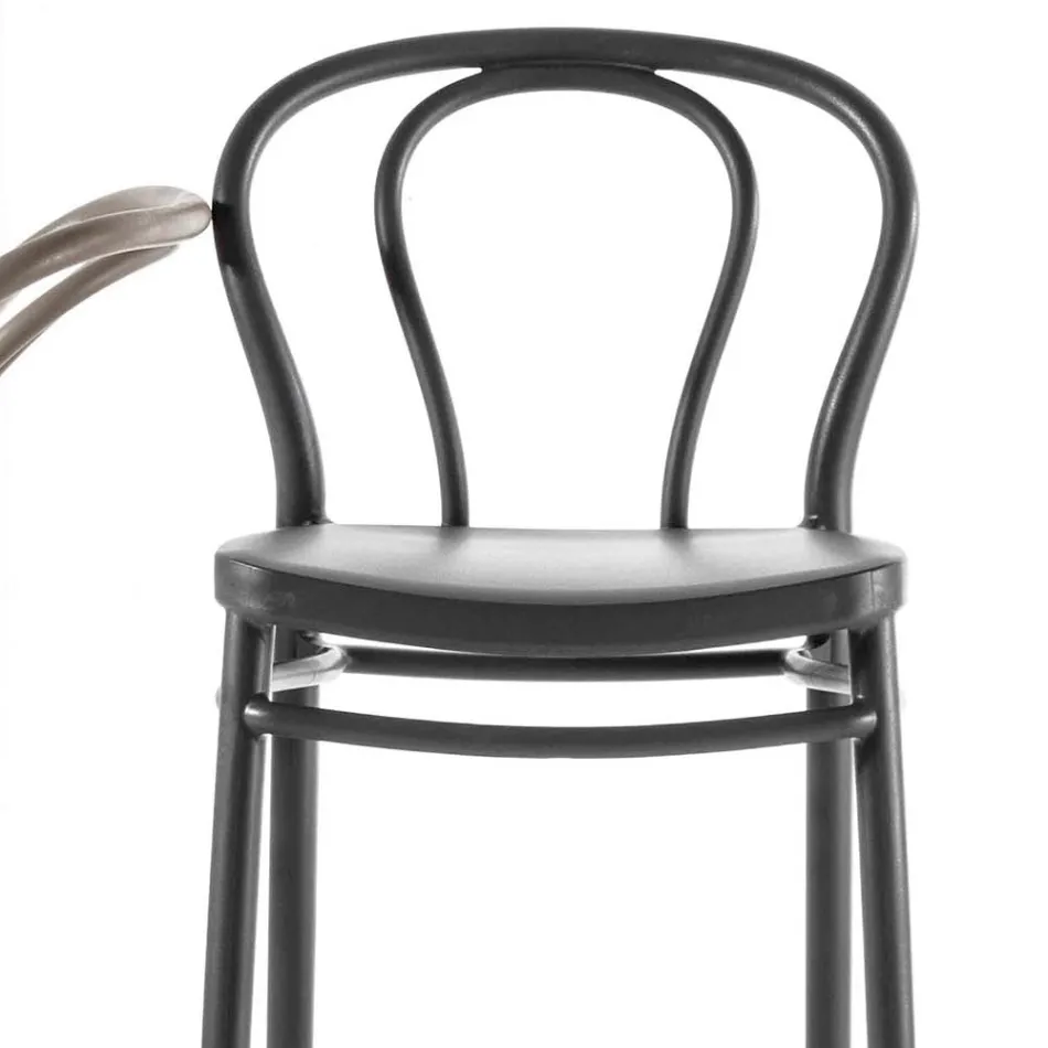 High Polypropylene Stool with Footrest, 4 Pieces - Gaya Viadurini