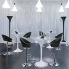 High Stool in Velvet and Steel with Adjustable Lift Made in Italy - Bilbao Viadurini