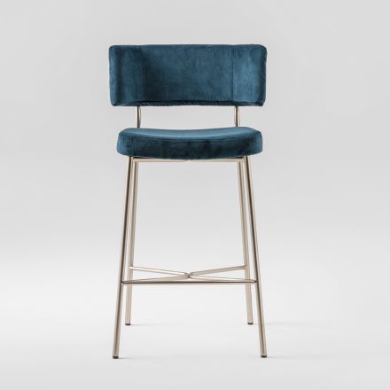 High Quality Stool with Velvet Upholstery Made in Italy - Alaska Viadurini