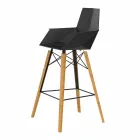 Bar Stool with Armrests in Wood and Plastic Various Colours - Faz Wood by Vondom Viadurini